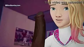 gwen stacy and miles in suggestive doggy by open window