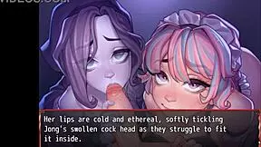 Harem In Another World Hentai Game Ep 19 Ghost And Maid Double Blowjob Contest
