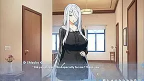 in summer clover's hentai game episode 10, she gets cum twice on her cute brunette face