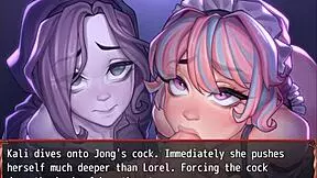 Harem In Another World Hentai Game Ep 19 Ghost And Maid Double Blowjob Contest