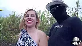 Blonde bombshell joins for triple fun