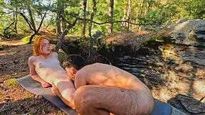 Skinny teen gets sloppy and wet in outdoor sex adventure