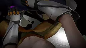 Widowmaker and Tracer mess around with dildos in parody