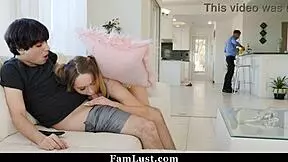 horny teen teases innocent stepbrother with cowgirl and blowjob 😈