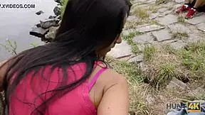 Hey, this guy needs cash, so he lets a stranger bang his cute GF Liliane outdoors!