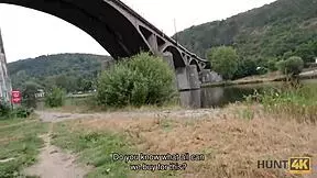 Hey, this guy needs cash, so he lets a stranger bang his cute GF Liliane outdoors!