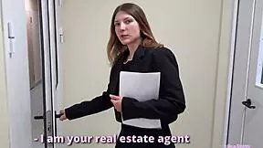 Busty agent gets property value high