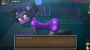 Hornycraft Hentai Parody with BDSM Spanking in Latex Suit for Endergirl