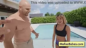 luna luxe reveals her natural tits by the pool with jmac