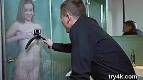 Feeling the thrill, the cute teen blows cock in pov and gets her slim pussy passionately screwed.