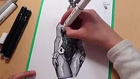 Drawn Hot Sexy Girl in Latex