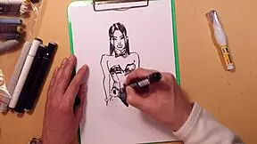 Drawn Hot Sexy Girl in Latex