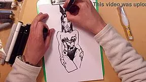 Drawn Hot Sexy Girl in Latex