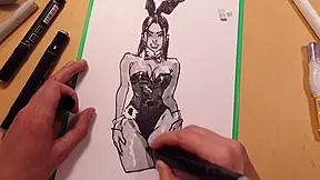 Drawn Hot Sexy Girl in Latex