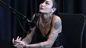 She dominates in gang bang with eight big cocks