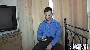 Naughty chick raises her lengthy legs in homemade video