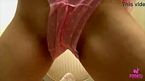 Evie's shaved pussy squirts intensely