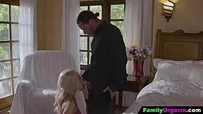 raunchy step daughter tempts stepdad in bedroom 😏