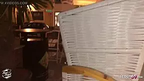 German teen slut gets her pussy licked by strangers in the store.