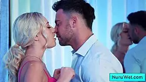 busty blonde petite masseuse applies nuru gel and rubs tiny body on client seth gamble skyler storm