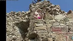 oops, caught ana fey rubbing her pussy over panties in public