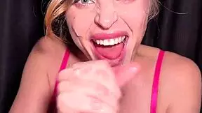 Babe gives sloppy blowjob with big tits in pov