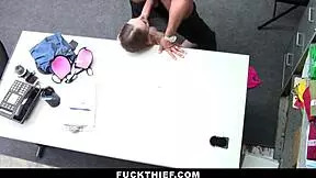 blonde teen caught stealing from store and taken into custody by security