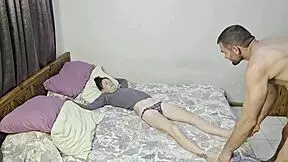 Homemade domination: feet punished with slaps. Gagged during face fucking, then hard doggystyle vaginal sex