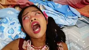 Asian teen gets cum covered while self-pleasuring