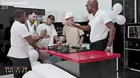 Sensual stripper Emma Smak rides 1, 2, 3 guys, then gets gangbanged by all 5 with double penetration and pee drinking!