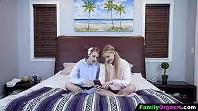 Stepfather and stepdaughters in steamy action