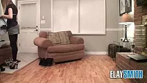 teen tries on clothes, shows slender body and huge tits