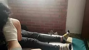 horny teen babe masturbates me with her mouth and tits