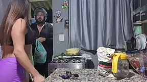 i was so excited when the brazilian latina brunette flashed her tits for the big cock delivery.