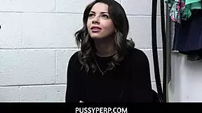 Ugh, got caught! Brunette with big tits stripped n fucked in back office