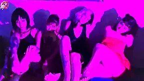 Four Little 18+ Sluts Worship Feet While Stripping?