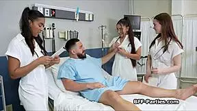 I receive extra tests from sexy medics on my hard cock in the hospital.
