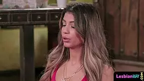 Busty Yoga Babe Tribbing Shaved Pussy On Floor