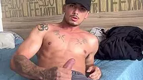 Brazilian muscular guy enjoys solo session with tattoos