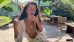 So, I begged my friend to cum on my face in a cafe. Ate my food with sperm, public style!