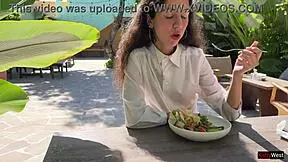 So, I begged my friend to cum on my face in a cafe. Ate my food with sperm, public style!