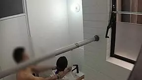 Steamy bath time with teacher