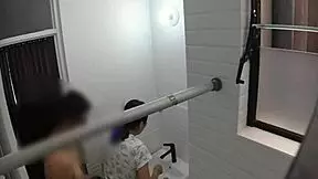 Steamy bath time with teacher