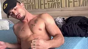 Brazilian muscular guy enjoys solo session with tattoos