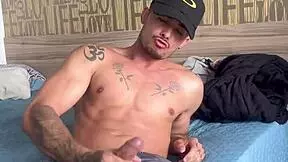 Brazilian muscular guy enjoys solo session with tattoos