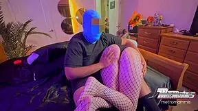 A blonde cosplayer gets a rough spanking and then gives a blowjob with choking