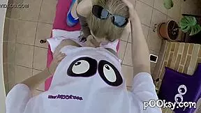 Amateur Babe Sucks and Fucks in Blue Stockings Boldly