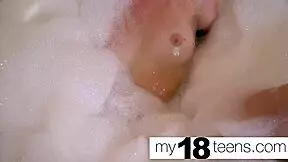 this babe from my18teen masturbates in the bath, orgasm close-up