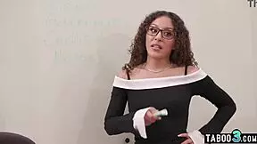 petite latina teacher learns from student