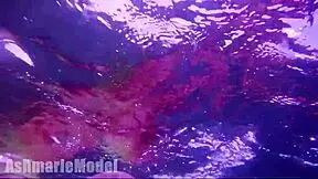 hairy latina underwater, flashing wet pussy on beach adventure